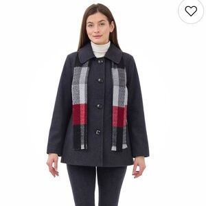 London Fog Women's Wool Pea Coat, Charcoal Gray